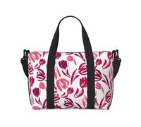 Novastar Laptop Tote Bag for Women Work - Tulips Flowers Red Pink Overnight Weekender Bags for Women Travel, Gym Bag for Women Men, Personal Item Crossbody Travel Bags for Women Men Carry On