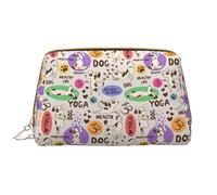 Novastar Large Travel Makeup Bag - Dog Doing Yoga Pvc Leather Cosmetic Bags for Women with Zipper, Portable Makeup Pouch Skincare Bag Toiletry Bag for Women