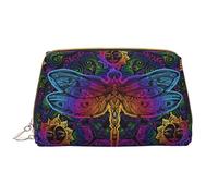 Novastar Large Travel Makeup Bag - Indian Mandalas Dragonfly Pvc Leather Cosmetic Bags for Women with Zipper, Portable Makeup Pouch Skincare Bag Toiletry Bag for Women