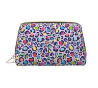 Novastar Large Travel Makeup Bag - rainbow leopard spot print Pvc Leather Cosmetic Bags for Women with Zipper, Portable Makeup Pouch Skincare Bag Toiletry Bag for Women