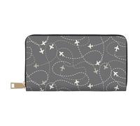 Novastar Leather Thin Slim Wallets for Women Men - Airplane Routes Around The World Card Wallet for Women Men with Zipper