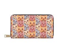 Novastar Leather Thin Slim Wallets for Women Men - Artistic Colorful Cute Cats Card Wallet for Women Men with Zipper