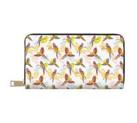 Novastar Leather Thin Slim Wallets for Women Men - Artistic Colorful Cute Parrot Card Wallet for Women Men with Zipper