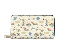 Novastar Leather Thin Slim Wallets for Women Men - Bike Pattern Farmhouse Card Wallet for Women Men with Zipper