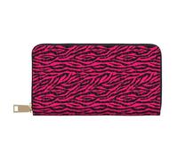 Novastar Leather Thin Slim Wallets for Women Men - Black red pink bright zebra print Card Wallet for Men Women with Zipper