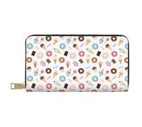 Novastar Leather Thin Slim Wallets for Women Men - Cartoon Donut Ice Cream Candy Card Wallet for Men Women with Zipper