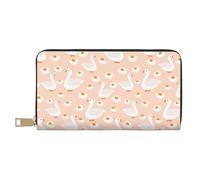 Novastar Leather Thin Slim Wallets for Women Men - Classic Cute Duck Daisy Pink Card Wallet for Women Men with Zipper