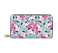 Novastar Leather Thin Slim Wallets for Women Men - Classic Funny Cute Cow Eating Grass Card Wallet for Women Men with Zipper
