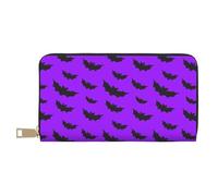 Novastar Leather Thin Slim Wallets for Women Men - cute bats violent Halloween Card Wallet for Men Women with Zipper
