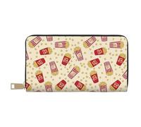 Novastar Leather Thin Slim Wallets for Women Men - Cute Popcorn Red Card Wallet for Women Men with Zipper