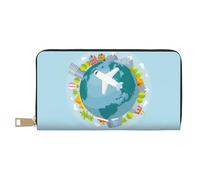 Novastar Leather Thin Slim Wallets for Women Men - Dreaming Travel Card Wallet for Women Men with Zipper