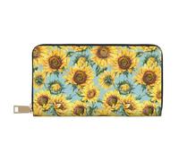Novastar Leather Thin Slim Wallets for Women Men - Farmhouse Sunflower Card Wallet for Women Men with Zipper