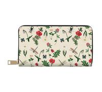 Novastar Leather Thin Slim Wallets for Women Men - Flowers Insects Card Wallet for Women Men with Zipper