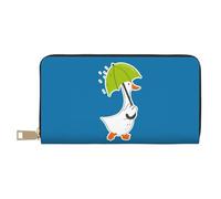 Novastar Leather Thin Slim Wallets for Women Men - Goose Holding an Umbrella Card Wallet for Women Men with Zipper