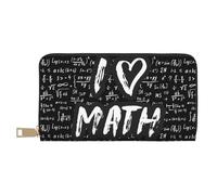 Novastar Leather Thin Slim Wallets for Women Men - I love Math Card Wallet for Women Men with Zipper