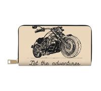 Novastar Leather Thin Slim Wallets for Women Men - Let The Adventure Begin Card Wallet for Women Men with Zipper