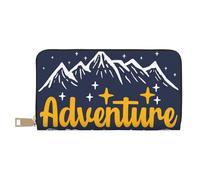 Novastar Leather Thin Slim Wallets for Women Men - Let The Adventure Begins Card Wallet for Women Men with Zipper