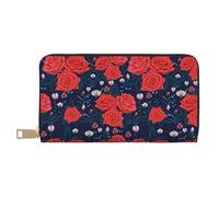 Novastar Leather Thin Slim Wallets for Women Men - Lotus Root Rose Flowers Card Wallet for Women Men with Zipper