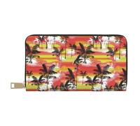 Novastar Leather Thin Slim Wallets for Women Men - Palm tree_AE Card Wallet for Women Men with Zipper