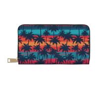 Novastar Leather Thin Slim Wallets for Women Men - Palm tree_AN Card Wallet for Women Men with Zipper