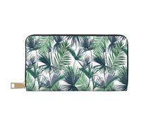 Novastar Leather Thin Slim Wallets for Women Men - Palm tree_Green Card Wallet for Women Men with Zipper