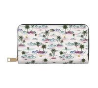 Novastar Leather Thin Slim Wallets for Women Men - palm tree island_B Card Wallet for Women Men with Zipper