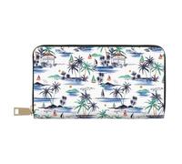 Novastar Leather Thin Slim Wallets for Women Men - palm tree island Card Wallet for Women Men with Zipper