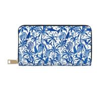 Novastar Leather Thin Slim Wallets for Women Men - Palm Tree Shark Blue Card Wallet for Women Men with Zipper