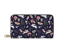 Novastar Leather Thin Slim Wallets for Women Men - Rabbit Mushroom Butterfly Leaf Card Wallet for Women Men with Zipper