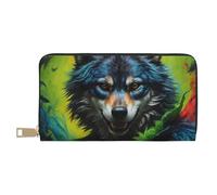 Novastar Leather Thin Slim Wallets for Women Men - Realistic Style Wolf Warrior Card Wallet for Women Men with Zipper