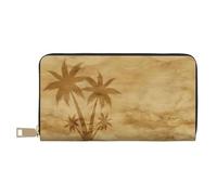 Novastar Leather Thin Slim Wallets for Women Men - Retro Palm Tree Card Wallet for Women Men with Zipper