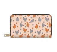 Novastar Leather Thin Slim Wallets for Women Men - Rustic Cute Chicken Eggs Card Wallet for Women Men with Zipper