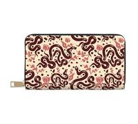 Novastar Leather Thin Slim Wallets for Women Men - Simple Cute Snake Flower Yellow Card Wallet for Women Men with Zipper