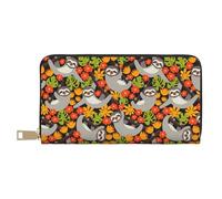 Novastar Leather Thin Slim Wallets for Women Men - Sloth on the Branch Card Wallet for Women Men with Zipper