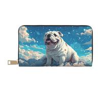 Novastar Leather Thin Slim Wallets for Women Men - Starry Sky Cloud Bulldog Card Wallet for Women Men with Zipper