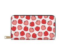 Novastar Leather Thin Slim Wallets for Women Men - summer strawberries print Card Wallet for Women Men with Zipper