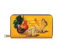 Novastar Leather Thin Slim Wallets for Women Men - The Chicken Family Rooster Hen And Chicks Card Wallet for Women Men with Zipper