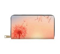 Novastar Leather Thin Slim Wallets for Women Men - The Sunset of Dandelion Card Wallet for Women Men with Zipper