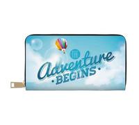 Novastar Leather Thin Slim Wallets for Women Men - The Travel Adventure Begins Card Wallet for Women Men with Zipper