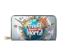Novastar Leather Thin Slim Wallets for Women Men - Travel Around The World Card Wallet for Women Men with Zipper