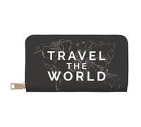 Novastar Leather Thin Slim Wallets for Women Men - Travel The World1 Card Wallet for Women Men with Zipper
