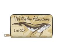 Novastar Leather Thin Slim Wallets for Women Men - We Live for Adventure Card Wallet for Women Men with Zipper