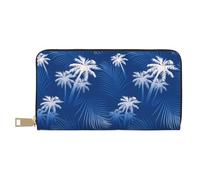 Novastar Leather Thin Slim Wallets for Women Men - white palm tree Card Wallet for Women Men with Zipper