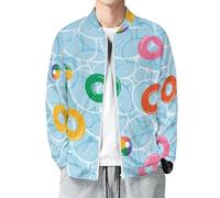 Novastar Lightweight Jacket for Men - Swim Rings Floating Zip Up Bomber Jacket, Men Casual Windbreaker Coat, Style-24, Large
