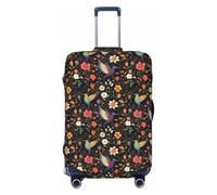 Novastar Luggage Cover Protector - Soft Colorful Flower Hummingbird Print Suitcase Covers for Luggage Fit Inch Suitcase, Black, 25-28
