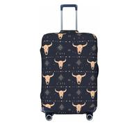 Novastar Luggage Cover Protector - Soft Vintage Skull Bull Print Suitcase Covers for Luggage Fit Inch Suitcase, Black, 29-32