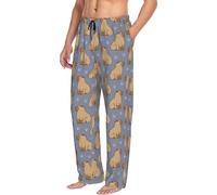 Novastar Mens Pajama Pants Bottoms with Pockets- Capybara and Grass Soft Men Pj Pants, Comfy Men Lounge Pants, Black, XL