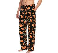 Novastar Mens Pajama Pants Bottoms With Pockets- Orange And Capybara Soft Mens Pj Pants, Comfy Men Lounge Pants, Black, XL