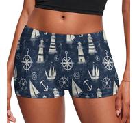 Novastar Silk Panties for Women - Soft Nautical Sailor Pattern Print Boyshort Underwear for Women Boxer Briefs Shorts, Style-16, L