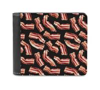 Novastar Slim Wallet for Men Leather - Bacon Pattern A Print Small Thin Bifold Front Pocket Card Holder Wallet